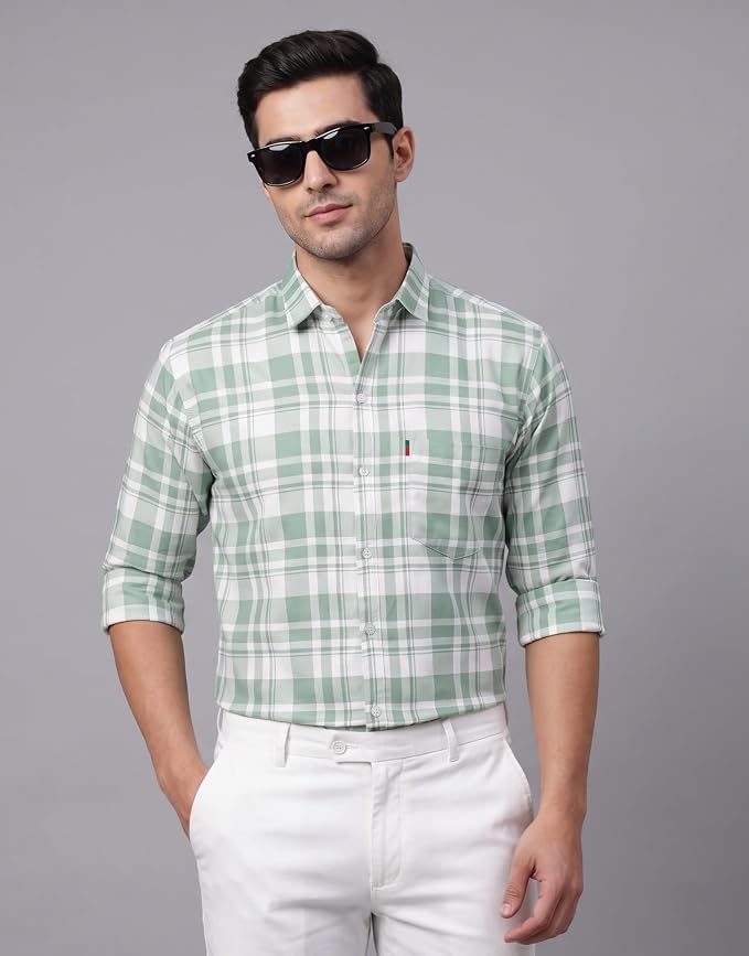 Men’s Checked Casual Premium Cotton Blend Full Sleeve Regular Fit Check Shirt for Man