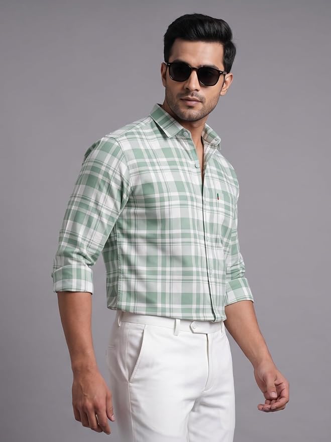 Men’s Checked Casual Premium Cotton Blend Full Sleeve Regular Fit Check Shirt for Man