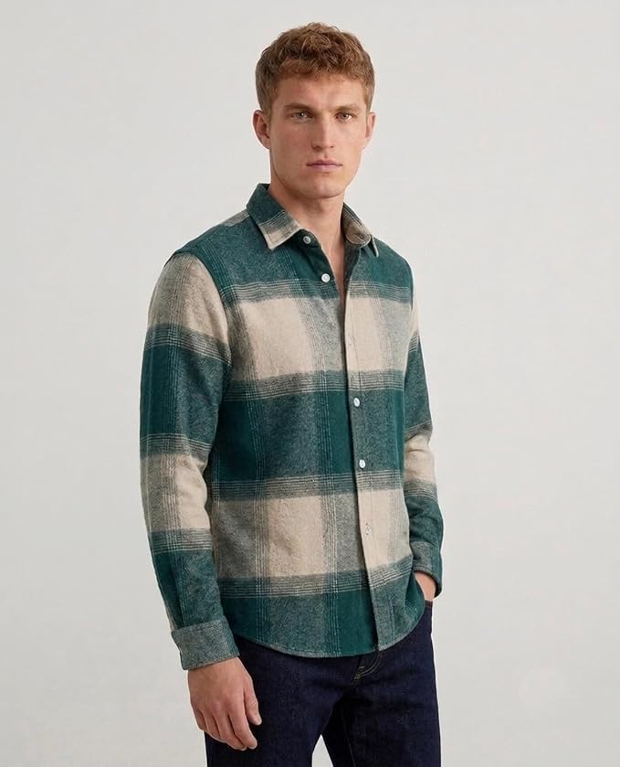 Men's Premium Cotton Blend Printed Checkered Shirt | Full Sleeve Plaid Casual Button-Down Shirt
