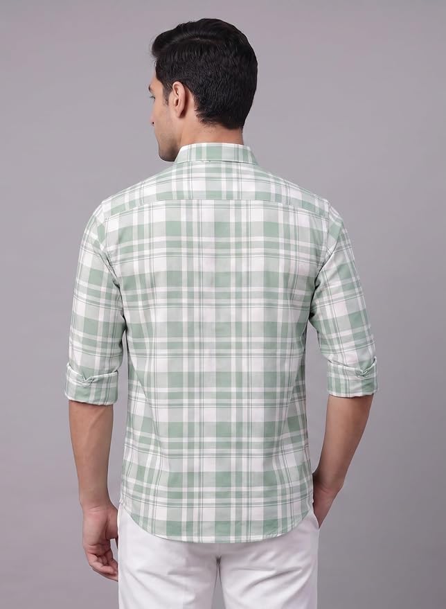 Men’s Checked Casual Premium Cotton Blend Full Sleeve Regular Fit Check Shirt for Man