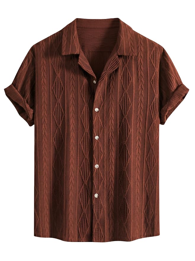 Mens Casual Shirts | Shirt for Man| Shirts for Mens Stylish |Half Sleeve Button Down Textured Summer Wear