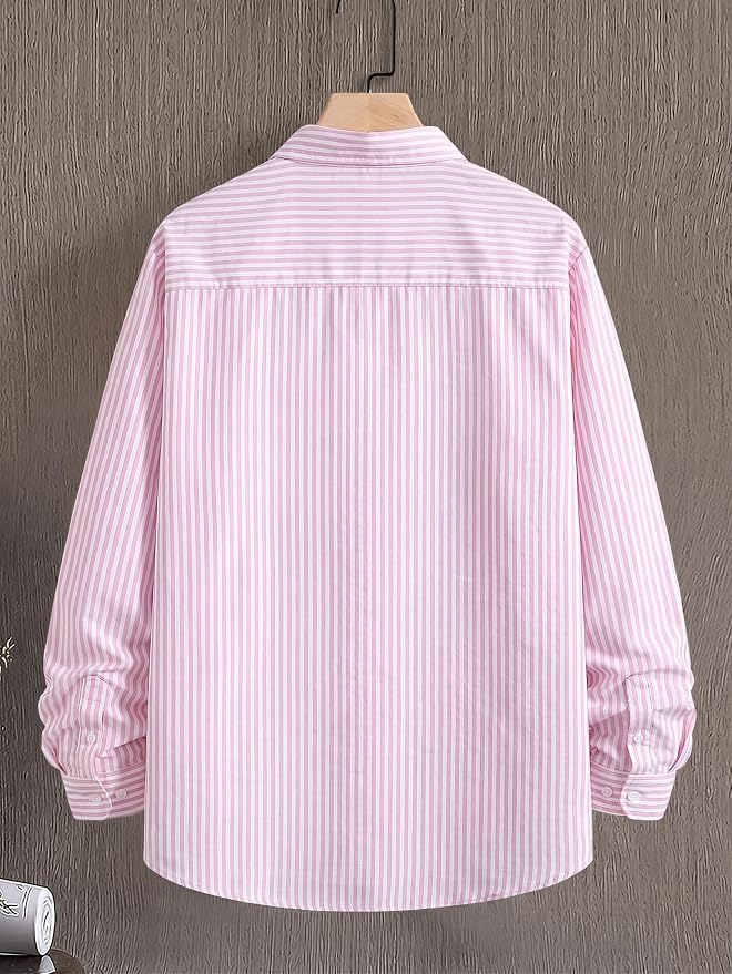 Men's Striped Casual Regular Fit Shirt Cotton Blend Stripe Full Sleeve Stylish Shirt for Men